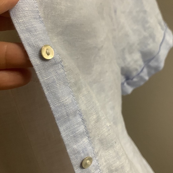 TAHARI Women’s Linen Button Down Hem Roll Up Short Sleeve Shirt Size L - Picture 9 of 9